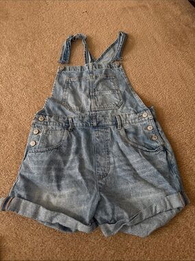 We The Free Light Blue Denim Overall Shorts